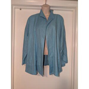 Eileen Fisher Cardigan Blue Sz L Linen/Cotton